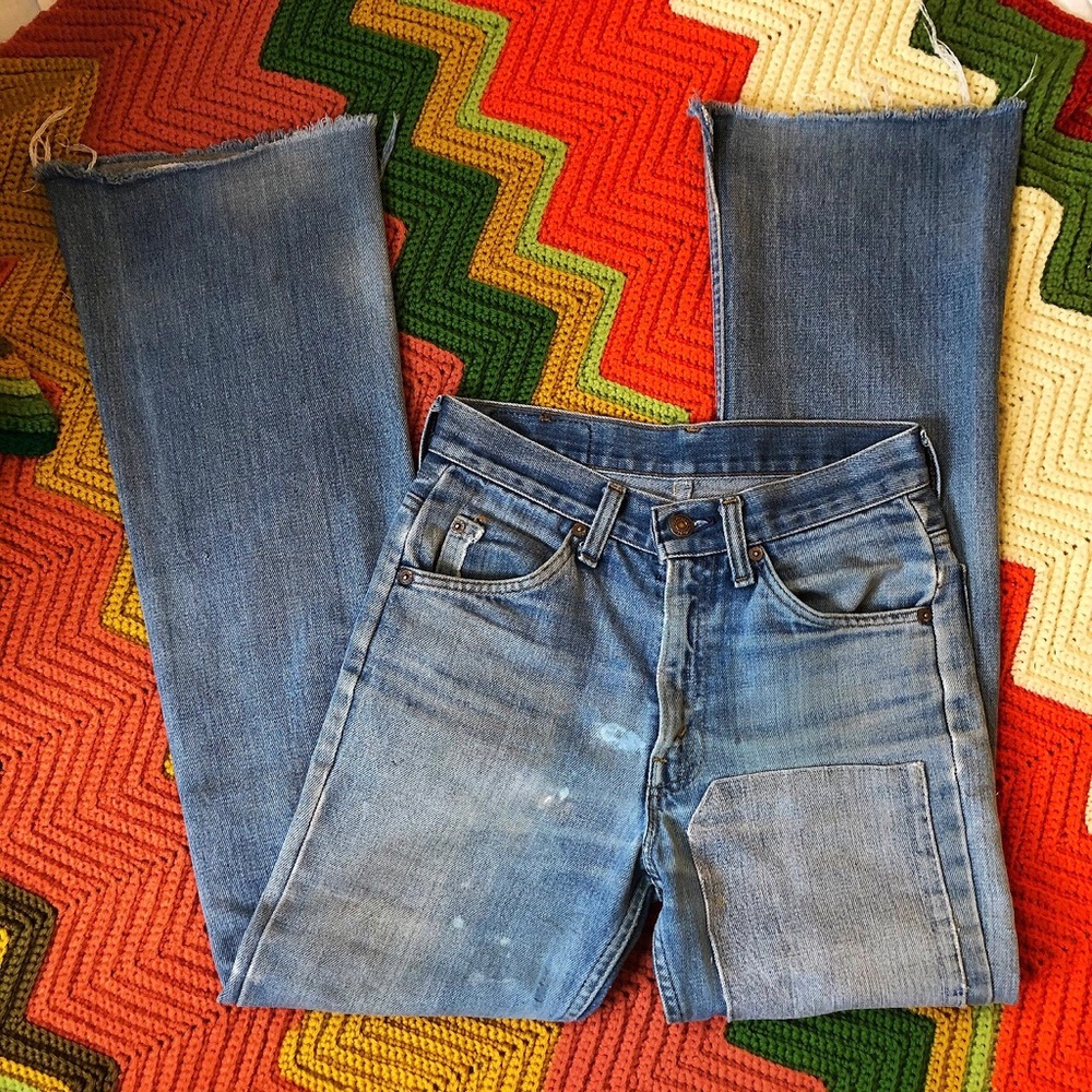 Vintage 70s Levis 517 Distressed Patchwork Jeans